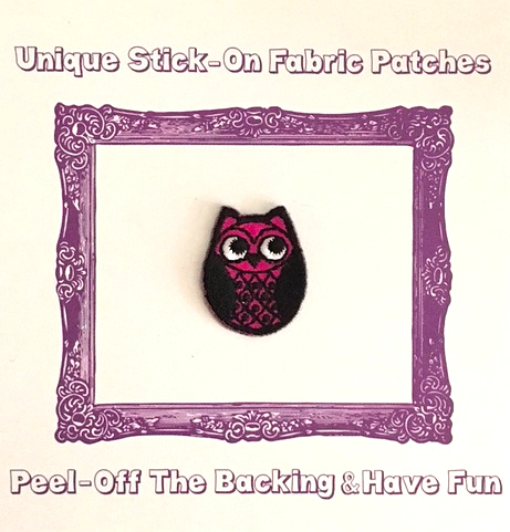 PINK OSKAR OWL STICK-ON FABRIC PATCH
